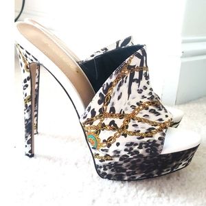 Chain Print Leopard Zebra Animal Print Heels